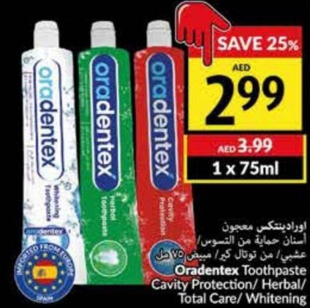Viva Oradentex Toothpaste Cavity Protection/ Herbal/ Total Care/Whitening 1 x 75ml offer
