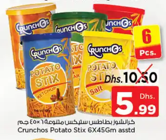 Nesto Crunchos Potato Stix 6 x 45Gm asstd offer