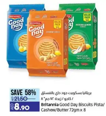 Lulu Hypermarket Britannia Good Day Biscuits Pista/ Cashew/Butter 72gm x 8 offer