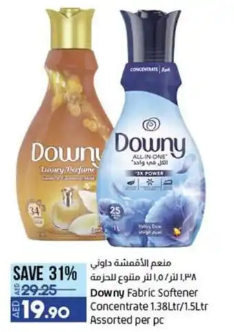 Lulu Hypermarket Downy Fabric Softener concentrate 1.38Ltr/1.5Ltr Assorted per pc offer