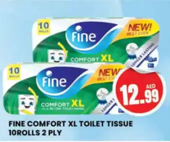 Al Madina Hypermarket FINE COMFORT XL TOILET TISSUE 10ROLLS 2 PLY offer