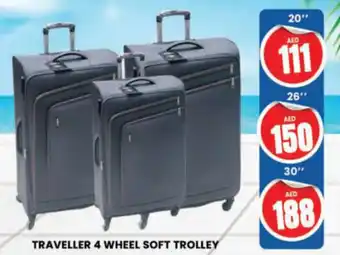 Al Madina Hypermarket TRAVELLER 4 WHEEL SOFT TROLLEY 20" offer
