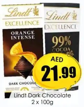 Amber Lindt Dark Chocolate 2 x 100g offer