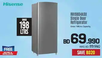 Sharaf DG Hisense RR198D4ASU Single Door Refrigerator offer