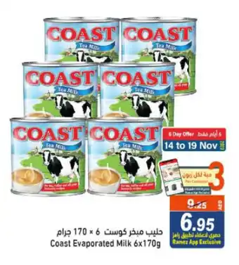 Aswaq Ramez Coast Evaporated Milk 6x170g offer