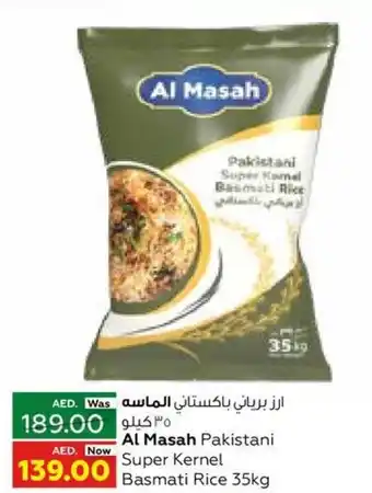 Al Ain Co-op Al Masah Pakistani Super Kernel Basmati Rice 35kg offer