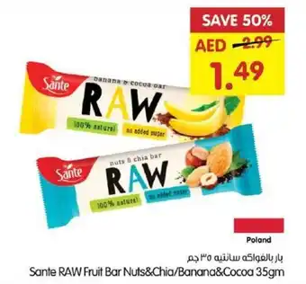Gala Supermarket Sante RAW Fruit Bar Nuts&Chia/Banana&Cocoa 35gm offer