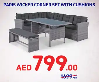 Carrefour PARIS WICKER CORNER SET WITH CUSHIONS offer