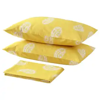 Ikea Aromatisk flat sheet and 2 pillowcase, yellow, 240x260/50x80 cm offer