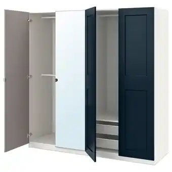 Ikea Pax / grimo/vikedal wardrobe combination, white/dark blue mirror glass, 200x60x201 cm offer