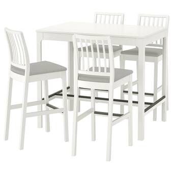 Ikea Ekedalen / ekedalen bar table and 4 bar stools, white/orrsta light grey, 120 cm offer