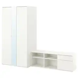 Vihals wardrobe and bench combination, white, 251x57x200 cm