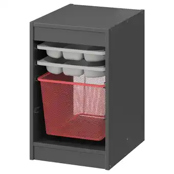 Ikea Trofast storage combination with box/trays, grey grey/light red, 34x44x56 cm offer