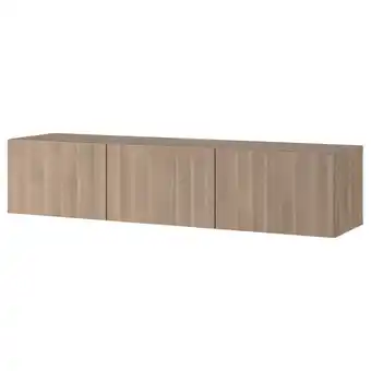 Ikea Bestå tv bench with doors, grey stained walnut effect/lappviken grey stained walnut effect, 180x42x38 cm offer