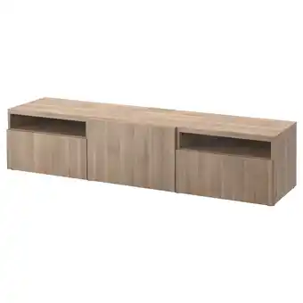 Ikea Bestå tv bench, grey stained walnut effect/lappviken grey stained walnut effect, 180x42x39 cm offer