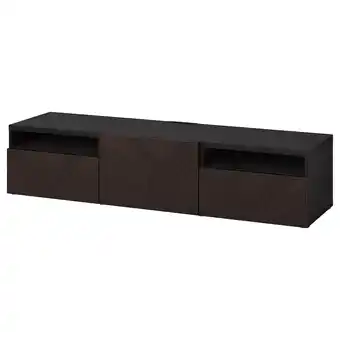 Ikea Bestå tv bench with drawers and door, black-brown hedeviken/dark brown stained oak veneer, 180x42x39 cm offer