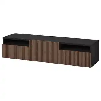 Ikea Bestå tv bench with drawers and door, black-brown björköviken/brown stained oak veneer, 180x42x39 cm offer