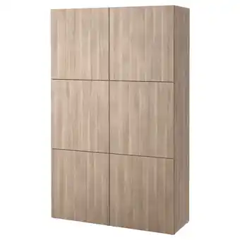 Ikea Bestå storage combination with doors, grey stained walnut effect/lappviken grey stained walnut effect, 120x42x193 cm offer