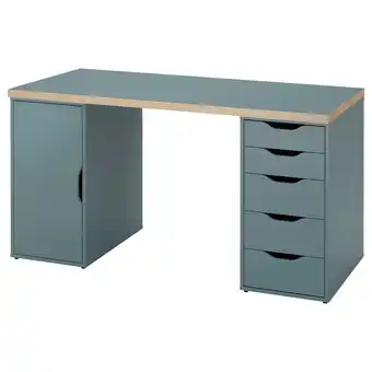 Ikea Lagkapten / alex desk, grey-turquoise/black, 140x60 cm offer