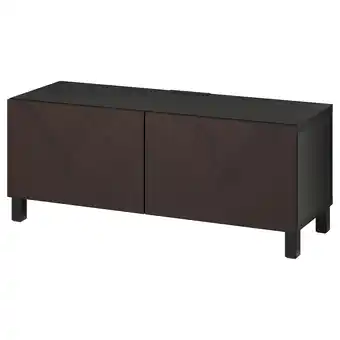 Ikea Bestå tv bench with doors, black-brown hedeviken/stubbarp/dark brown stained oak veneer, 120x42x48 cm offer