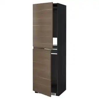Ikea Metod high cabinet for fridge/freezer, black/voxtorp walnut, 60x60x200 cm offer