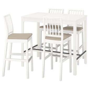 Ikea Ekedalen / ekedalen bar table and 4 bar stools, white/hakebo beige, 120 cm offer
