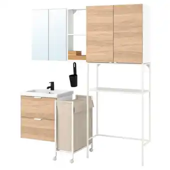 Ikea Enhet laundry, white/oak effect, 180x43x204 cm offer