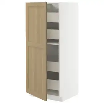 Ikea Metod / maximera high cabinet with drawers, white/vedhamn oak, 60x60x140 cm offer