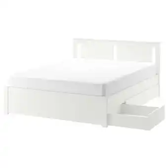 Ikea Songesand bed frame with 2 storage boxes, white/luröy, 160x200 cm offer