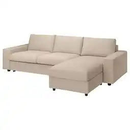 Ikea Vimle cover 3-seat sofa-bed w chaise lng, with wide armrests/hallarp beige offer