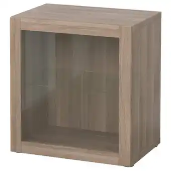 Ikea Bestå shelf unit with glass door, grey stained walnut effect/sindvik grey stained walnut eff clear glass, 60x42x64 cm offer