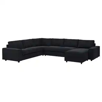 Ikea Vimle cover for corner sofa-bed, 5-seat, with chaise longue with wide armrests/saxemara black-blue offer