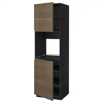 Ikea Metod high cab f oven w 2 doors/shelves, black/voxtorp walnut effect, 60x60x200 cm offer