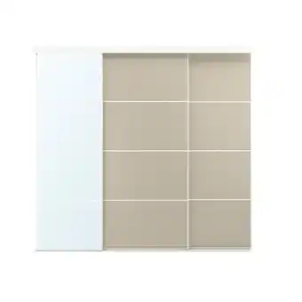 Ikea Skytta / mehamn/auli sliding door combination, white double sided/beige mirror glass, 251x240 cm offer