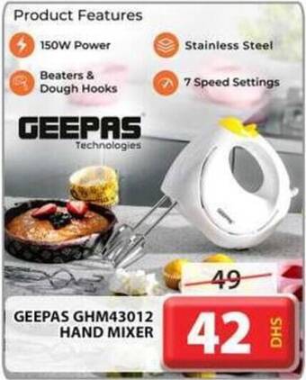 Grand Hyper Market GEEPAS GHM43012 HAND MIXER offer