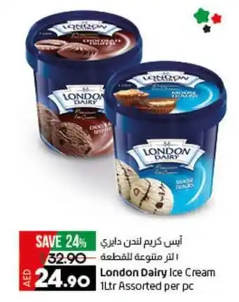 Lulu Hypermarket London Dairy Ice Cream 1Ltr Assorted per pc offer