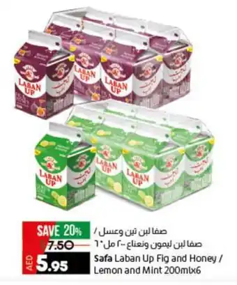Lulu Hypermarket Safa Laban Up Fig and Honey/ Lemon and Mint 200mlx6 offer
