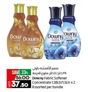Lulu Hypermarket Downy Fabric Softener Concentrate 1.38Ltr/1.5Ltr x 2 Assorted per bundle offer