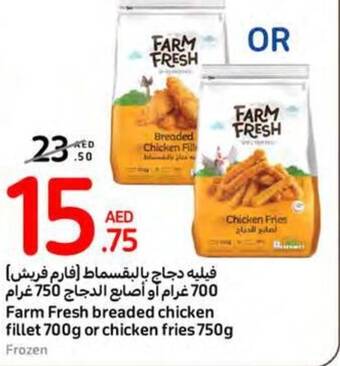 Carrefour Farm Fresh breaded chicken fillet 700g or chicken fries 750g offer
