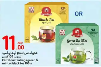 Carrefour Carrefour tea bags green & mint or black tea 100's offer