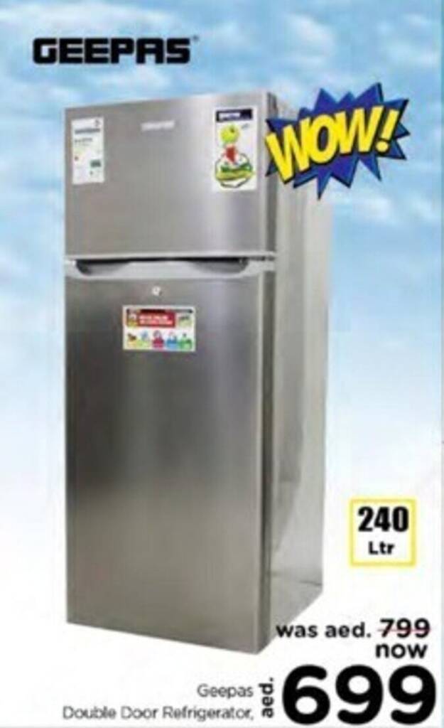 Geepas Double Door Refrigerator offer at Nesto