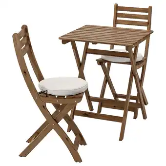 Ikea Askholmen table and 2 folding chairs, outdoor, light brown stained/frösön/duvholmen beige offer