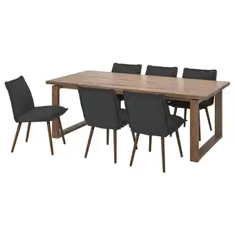 Ikea Mörbylånga / klinten table and 6 chairs, oak veneer brown stained/kilanda dark grey, 220x100 cm offer