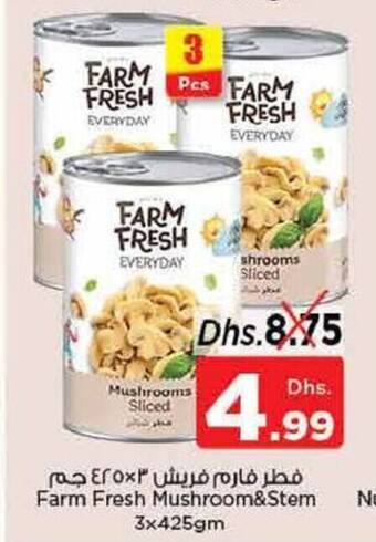 Nesto Farm Fresh Mushroom & Stem 3 x 425gm offer