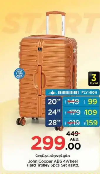 Nesto John Cooper ABS 4Wheel Hard Trolley 3pcs Set asstd. offer