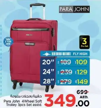 Nesto Para John 4Wheel Soft Trolley 3pcs Set asstd. offer
