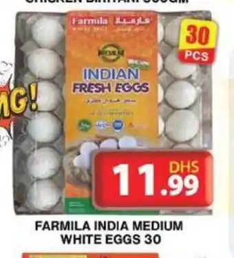 Grand Hyper Market FARMILA INDIA MEDIUM WHITE EGGS 30 offer