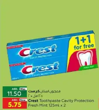 Al Ain Co-op Crest Toothpaste Cavity Protection Fresh Mint 125ml x 2 offer