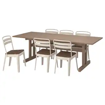 Ikea Klimpfjäll / norrmansö table and 6 chairs, grey-brown/beige acacia, 240x95 cm offer