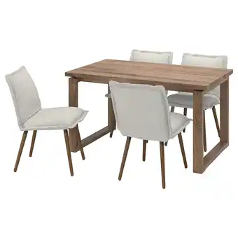 Ikea Mörbylånga / klinten table and 4 chairs, oak veneer brown stained/kilanda light beige, 140x85 cm offer